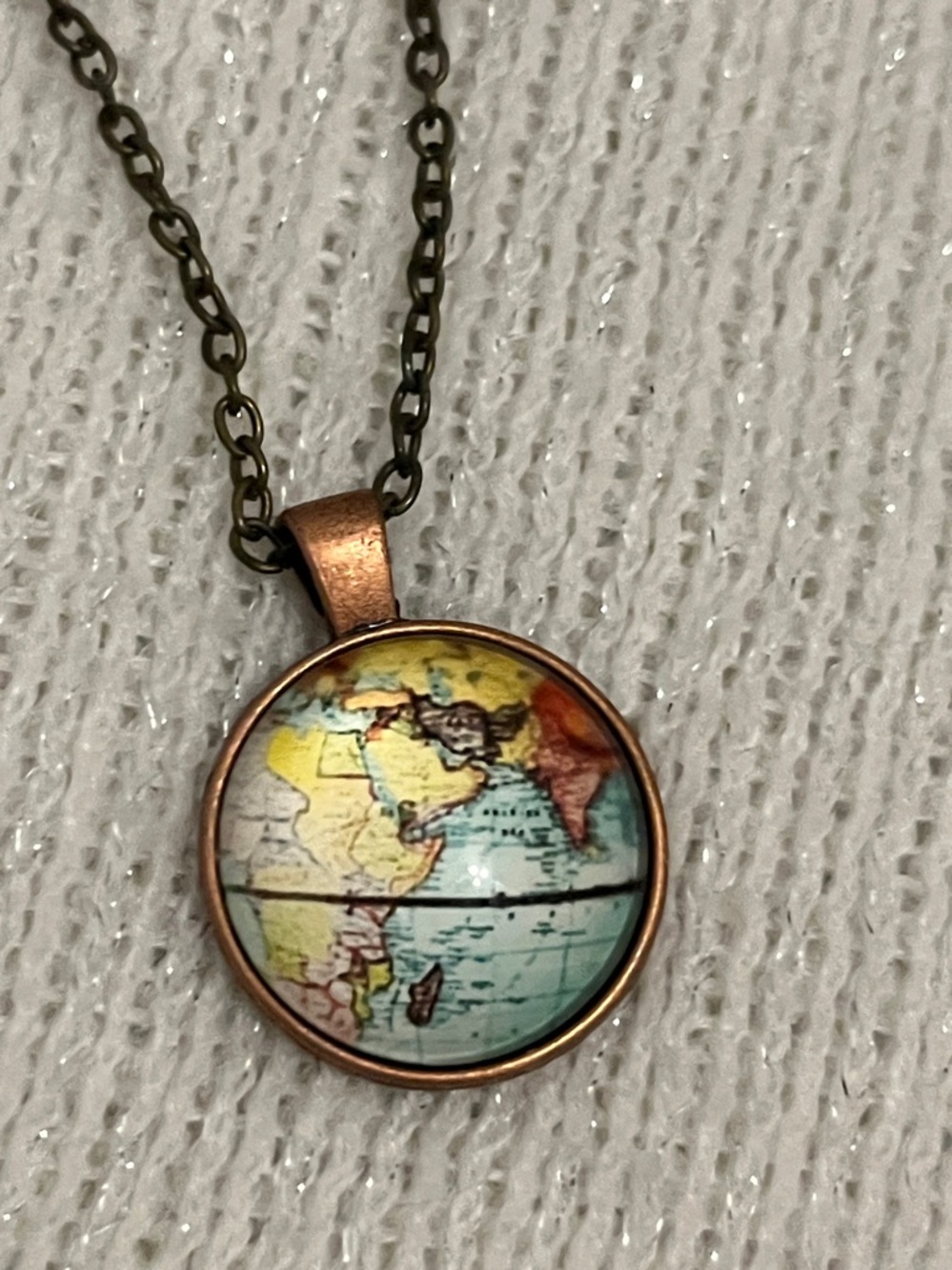 Vintage-Style Globe Pendant Necklace in Antique Bronze